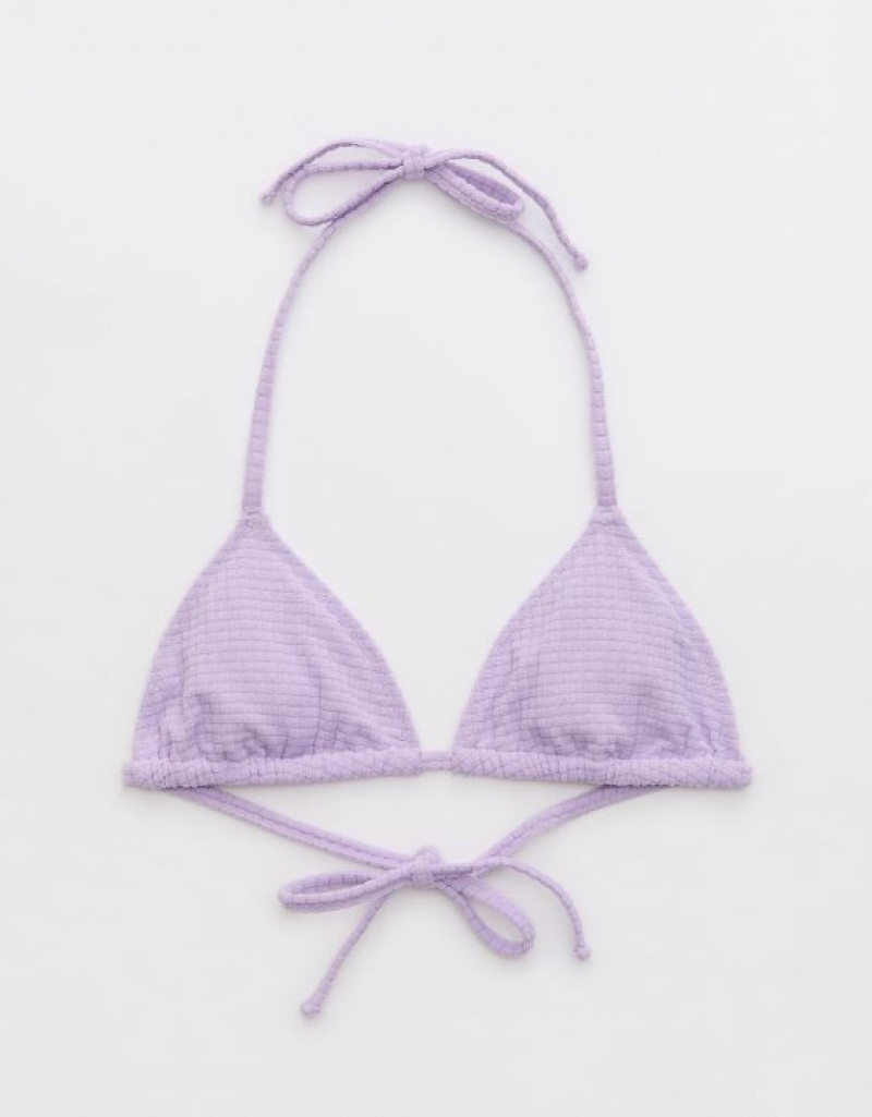 Haut de Bikini Aerie Terry String Triangle Violette Lavage | DOG-01889383