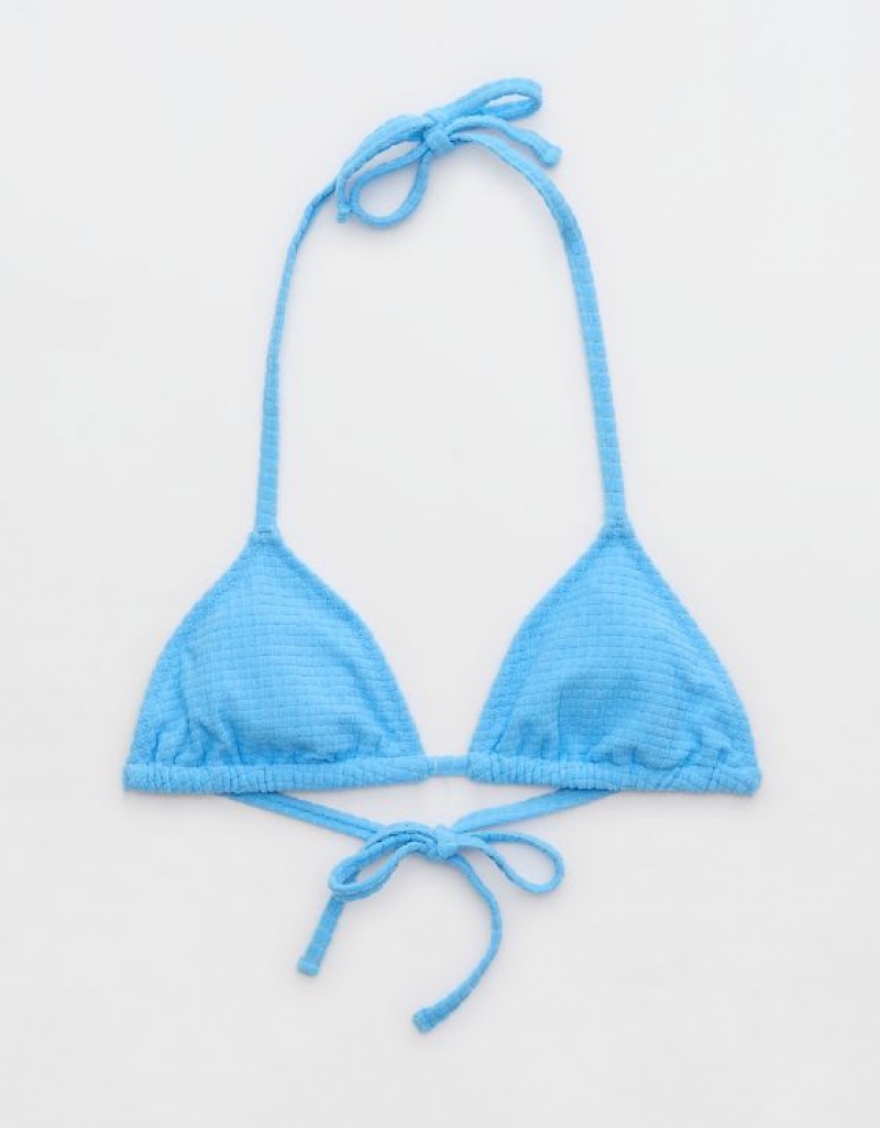 Haut de Bikini Aerie Terry String Triangle Bleu | OQW-12920575