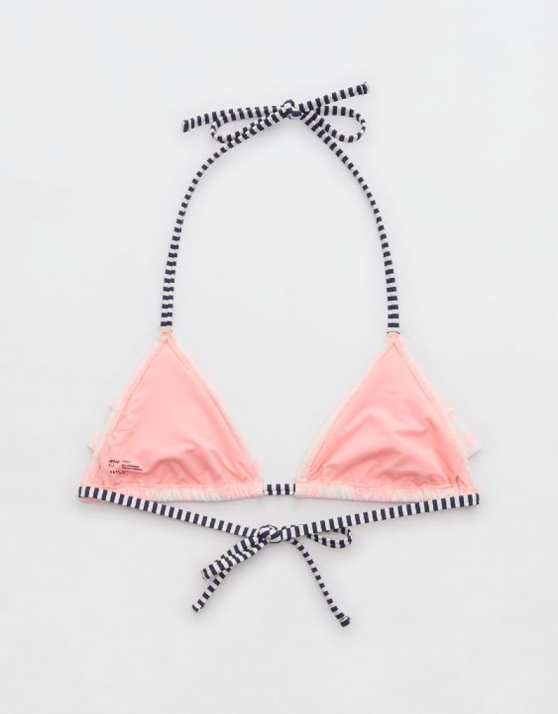 Haut de Bikini Aerie Ruffle String Triangle Rose | IVC-18036926