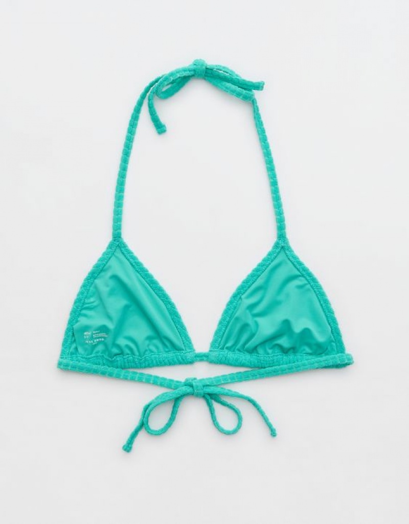 Haut de Bikini Aerie Terry String Triangle Turquoise | XOM-49336833