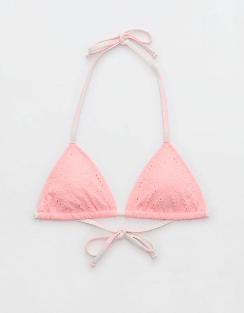 Haut de Bikini Aerie Eyelet String Triangle Rose | QBK-91778365