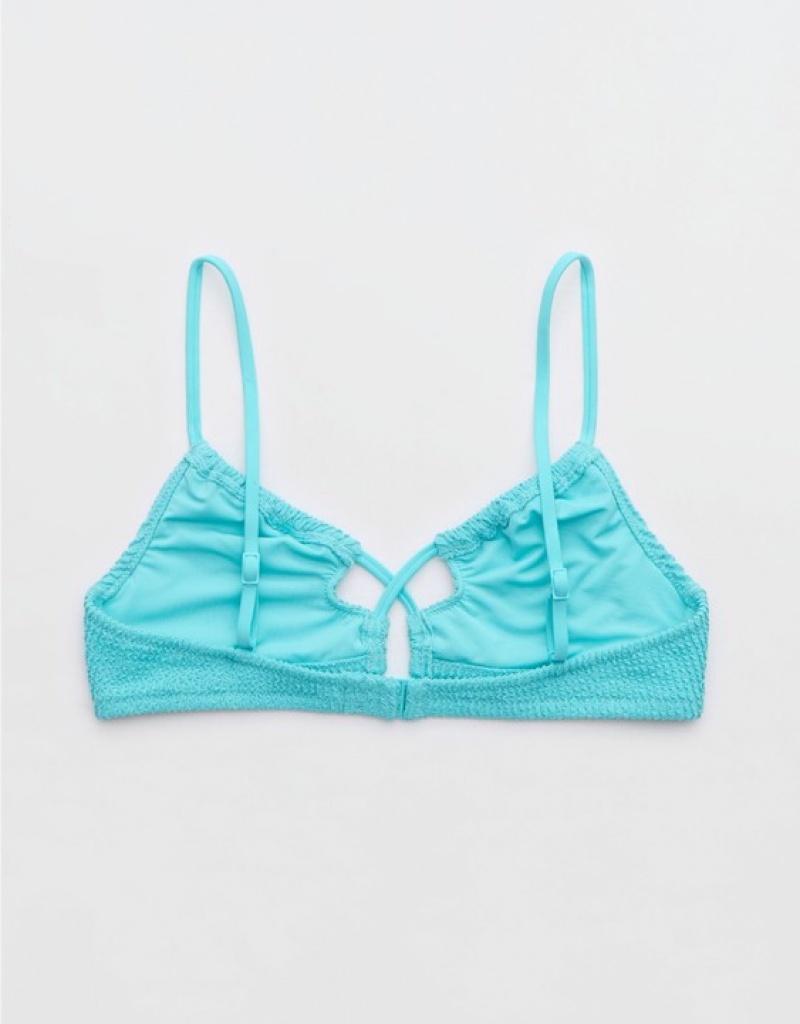 Haut de Bikini Aerie Shine Crinkle Dentelle Up Scoop Bleu | YLJ-26197774