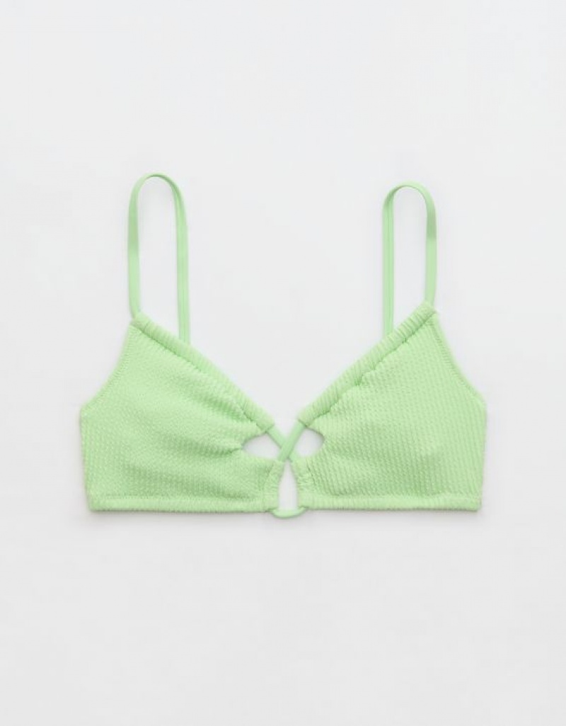 Haut de Bikini Aerie Crinkle Dentelle Up Scoop Vert | PYR-98445964