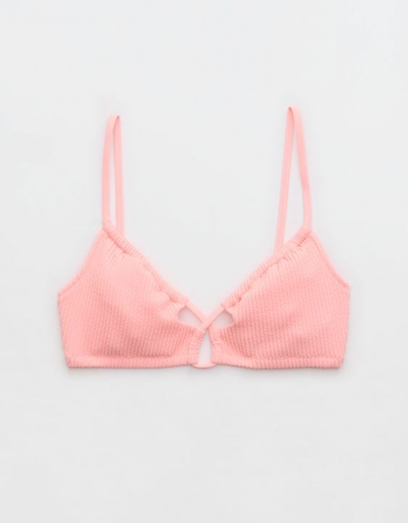 Haut de Bikini Aerie Crinkle Dentelle Up Scoop Rose | FWO-39168023