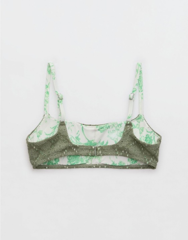 Haut de Bikini Aerie Eyelet Droit Scoop Vert Olive | HGR-13037557