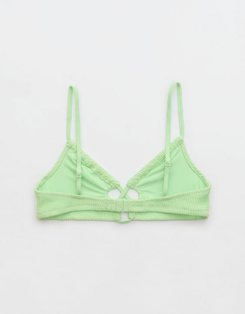 Haut de Bikini Aerie Crinkle Dentelle Up Scoop Vert | PYR-98445964