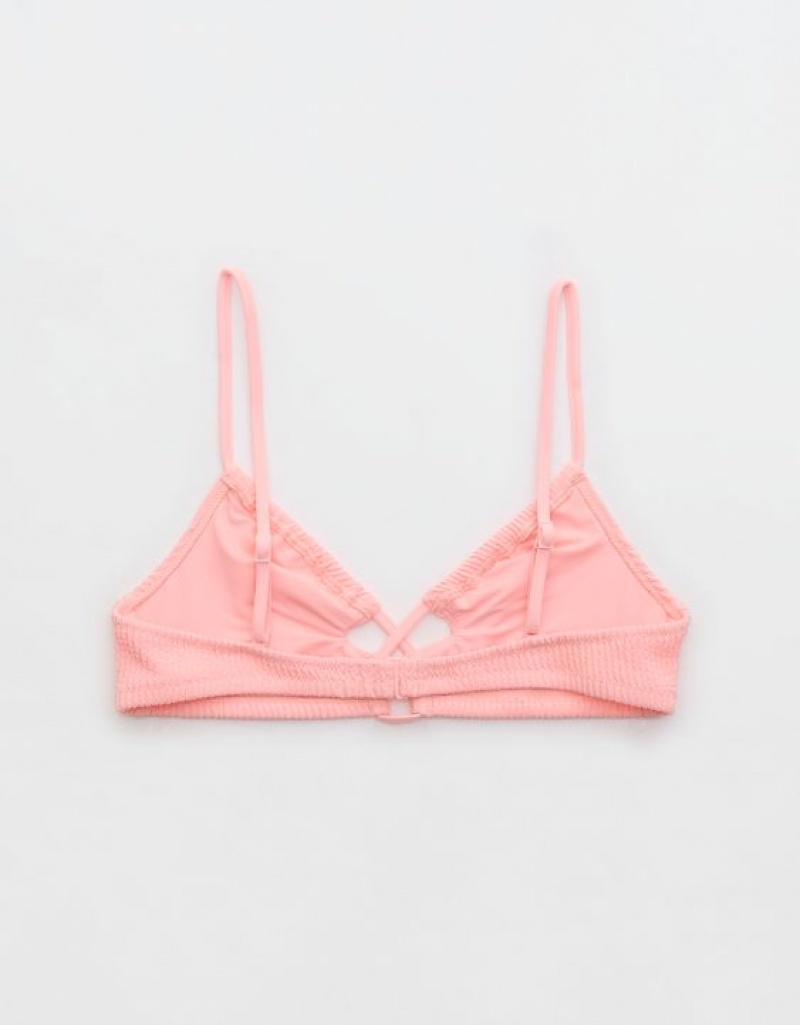 Haut de Bikini Aerie Crinkle Dentelle Up Scoop Rose | FWO-39168023