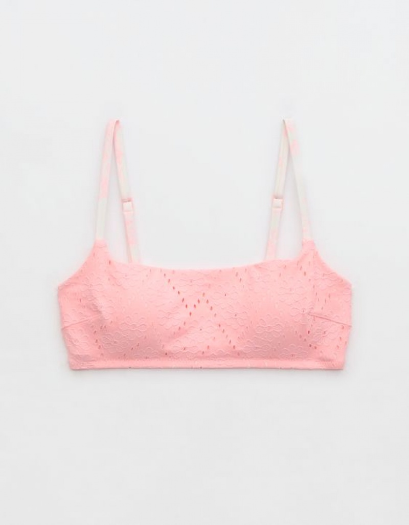 Haut de Bikini Aerie Eyelet Droit Scoop Rose | QNX-18607572