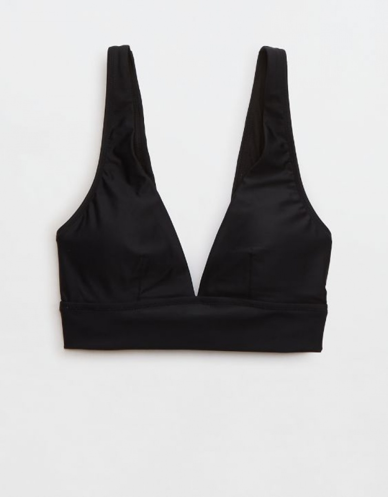 Haut de Bikini Aerie Plunge Longline Triangle Noir | YOE-49484770