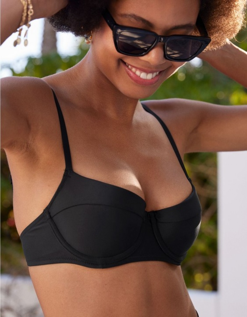 Haut de Bikini Aerie Lightly Doublée Underwire Noir | OIO-61579675