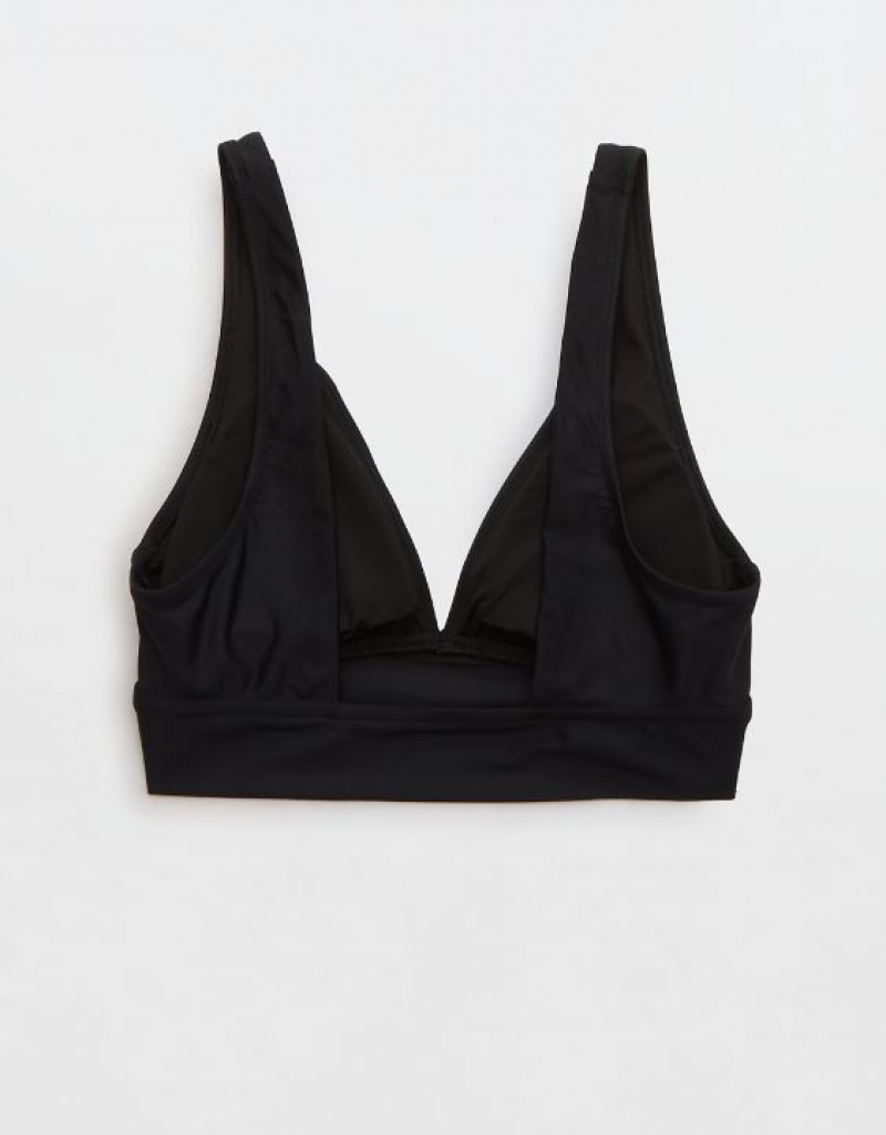 Haut de Bikini Aerie Plunge Longline Triangle Noir | YOE-49484770