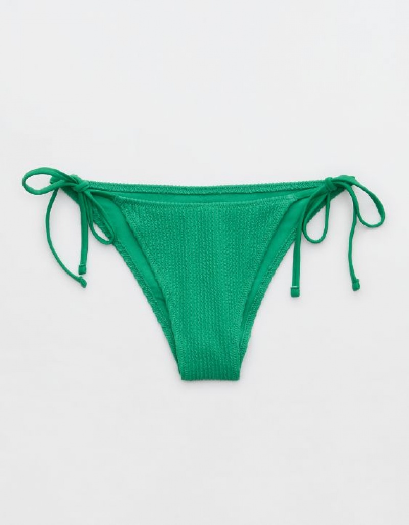 Bas de Bikini Aerie Crinkle Cheekiest Tie Vert | XCJ-72766204