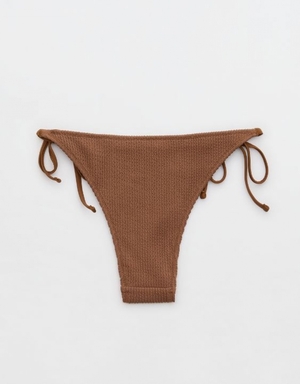 Bas de Bikini Aerie Crinkle Cheekiest Tie Marron Foncé | UBR-07606245