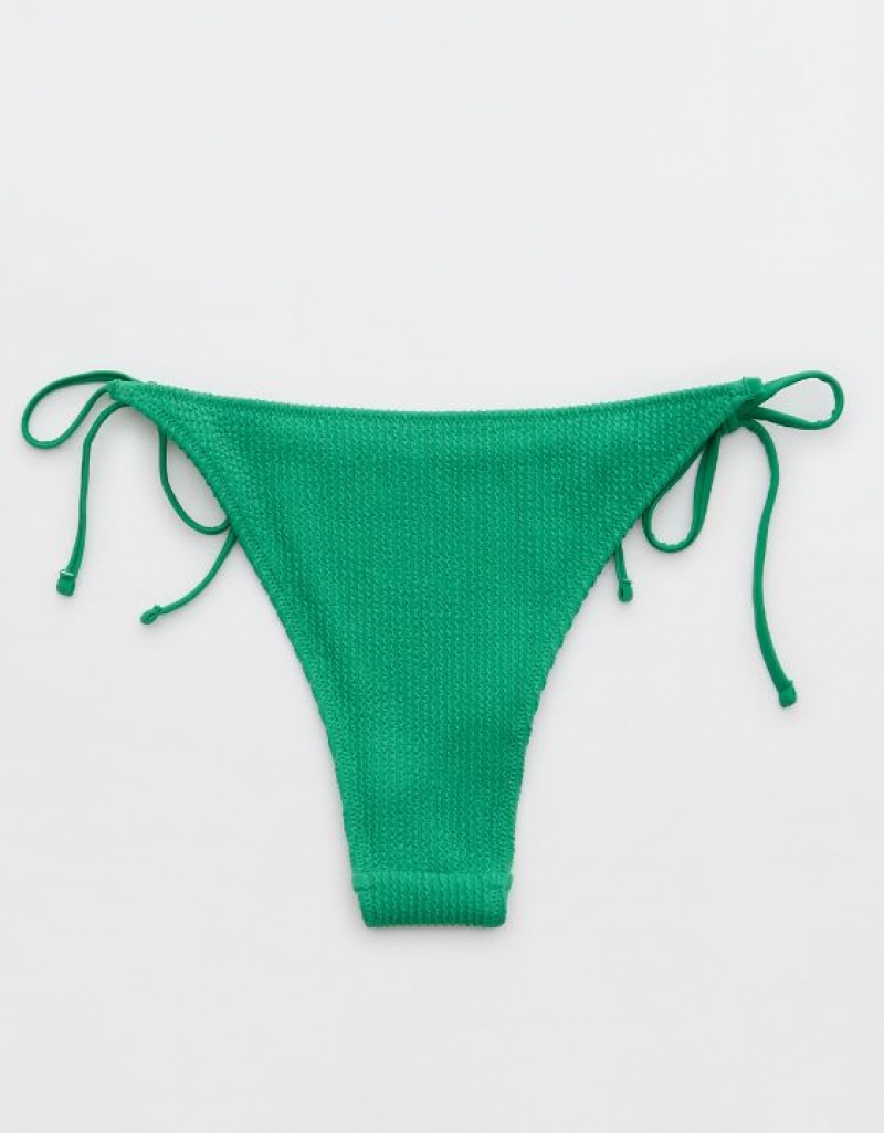 Bas de Bikini Aerie Crinkle Cheekiest Tie Vert | XCJ-72766204