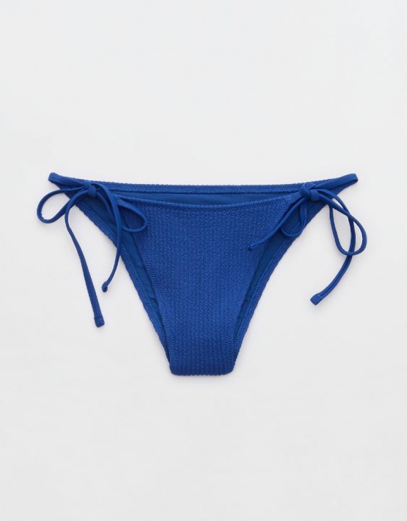 Bas de Bikini Aerie Crinkle Cheekiest Tie Bleu | MME-60149098