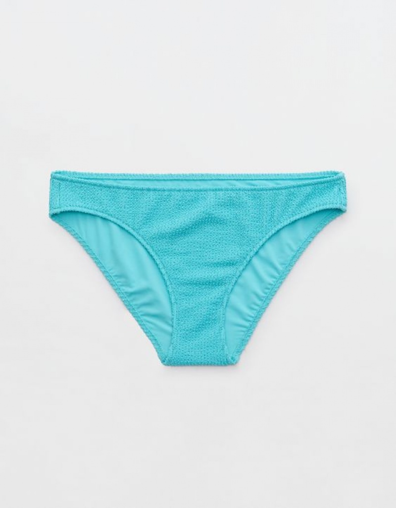 Bas de Bikini Aerie Shine Crinkle Full Coverage Bleu | RPE-39605160