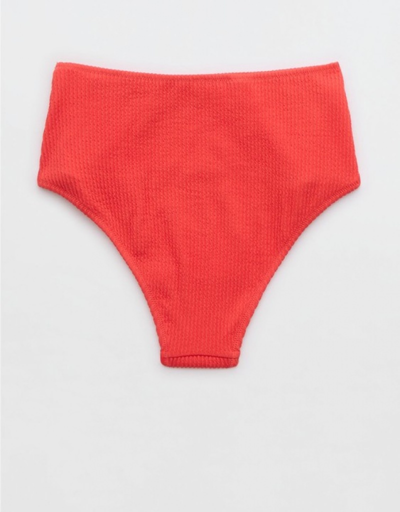 Bas de Bikini Aerie Crinkle High Waisted Cheeky Rouge | FQW-65275843