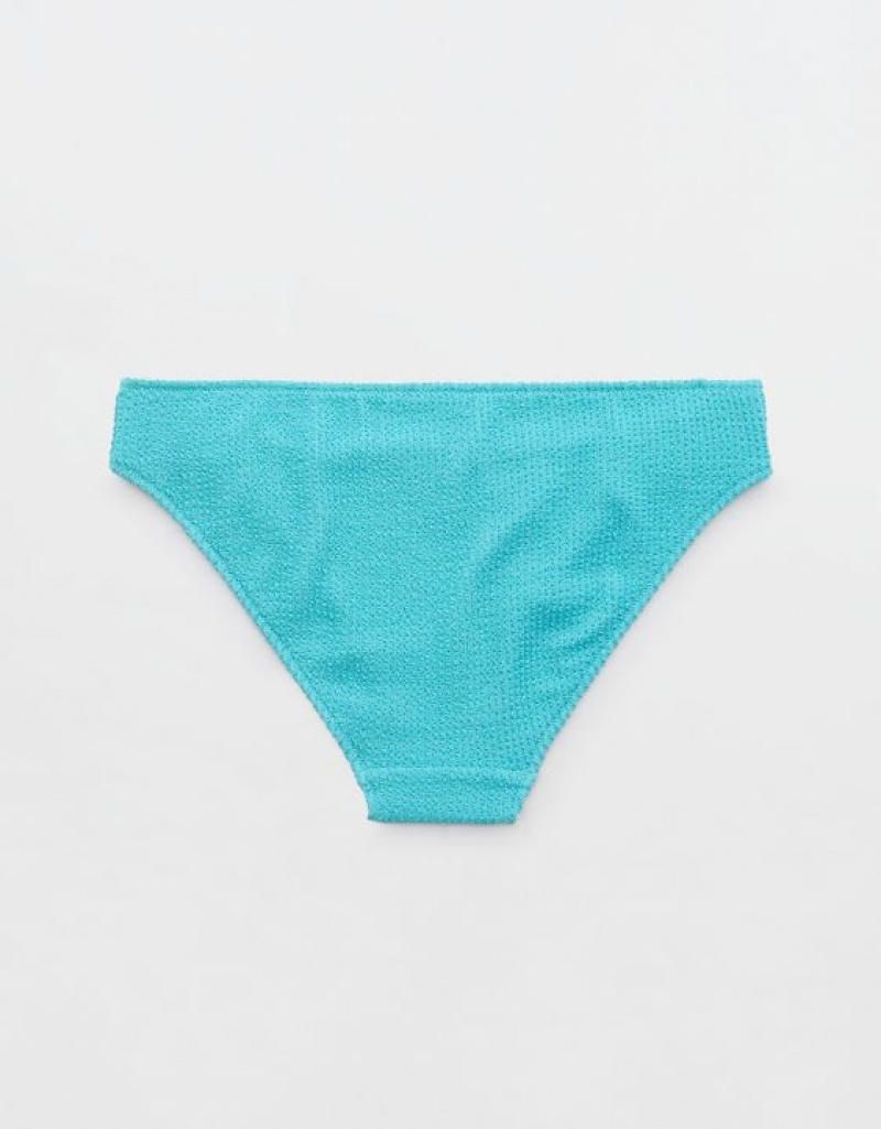 Bas de Bikini Aerie Shine Crinkle Full Coverage Bleu | RPE-39605160