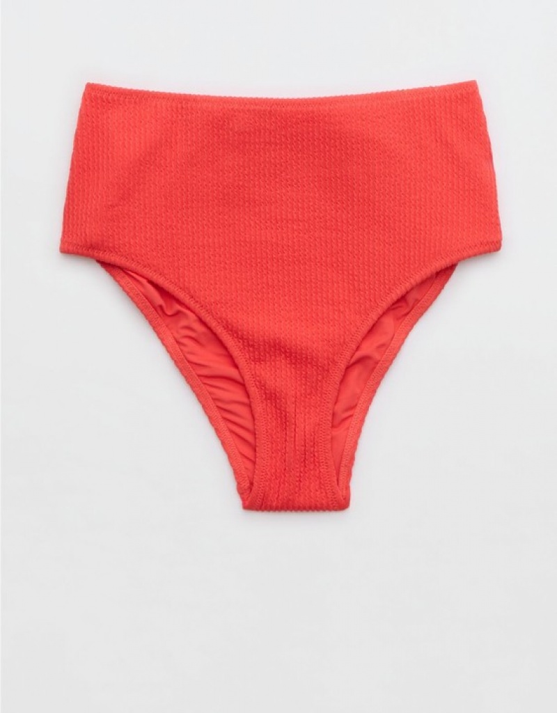 Bas de Bikini Aerie Crinkle High Waisted Cheeky Rouge | FQW-65275843