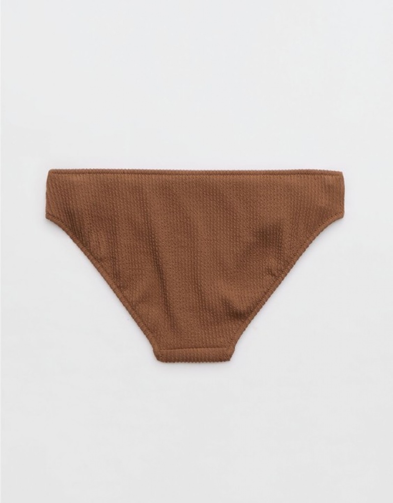 Bas de Bikini Aerie Crinkle Full Coverage Marron Foncé | HLO-73059726