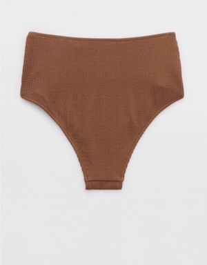 Bas de Bikini Aerie Crinkle High Waisted Cheeky Marron Foncé | UMV-26284289