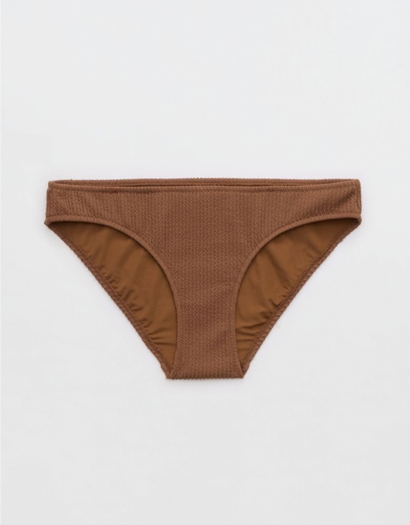 Bas de Bikini Aerie Crinkle Full Coverage Marron Foncé | HLO-73059726