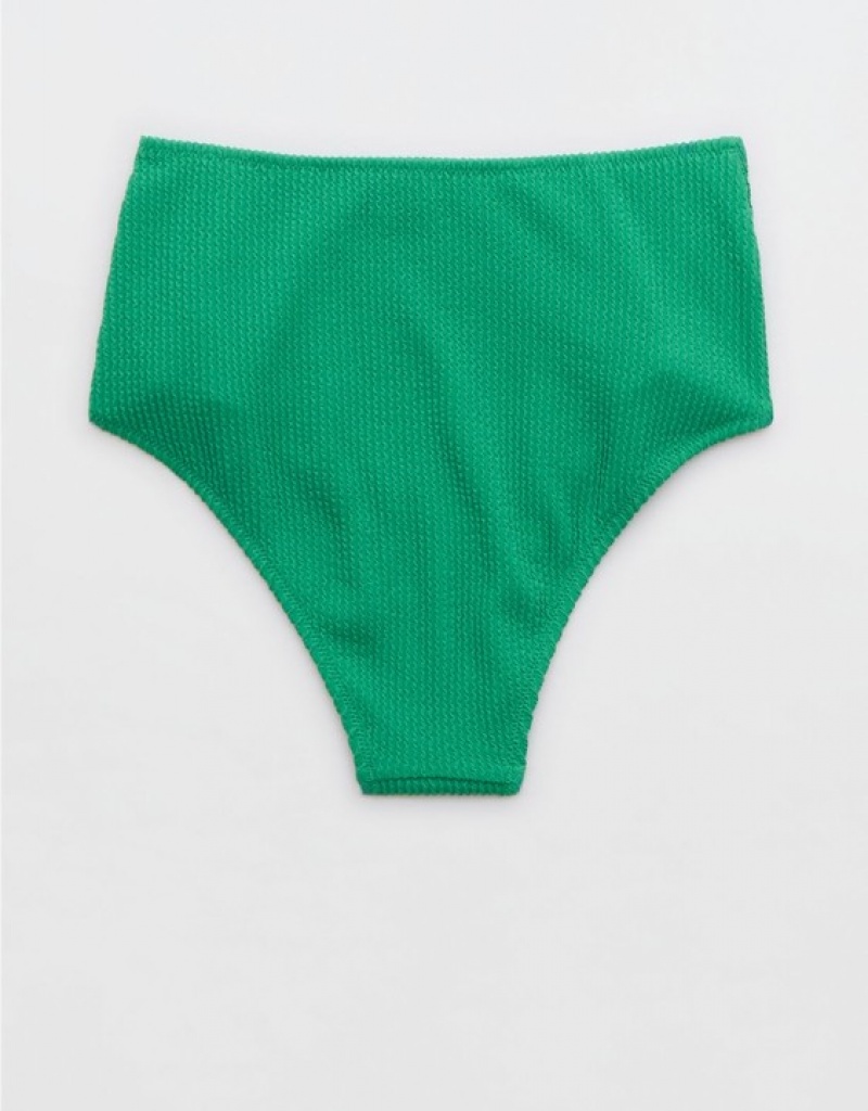 Bas de Bikini Aerie Crinkle High Waisted Cheeky Vert | QEK-48321980