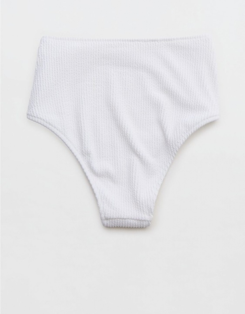 Bas de Bikini Aerie Crinkle High Waisted Cheeky Blanche | VJN-49098059