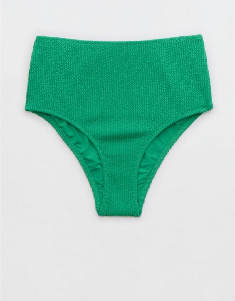 Bas de Bikini Aerie Crinkle High Waisted Cheeky Vert | QEK-48321980