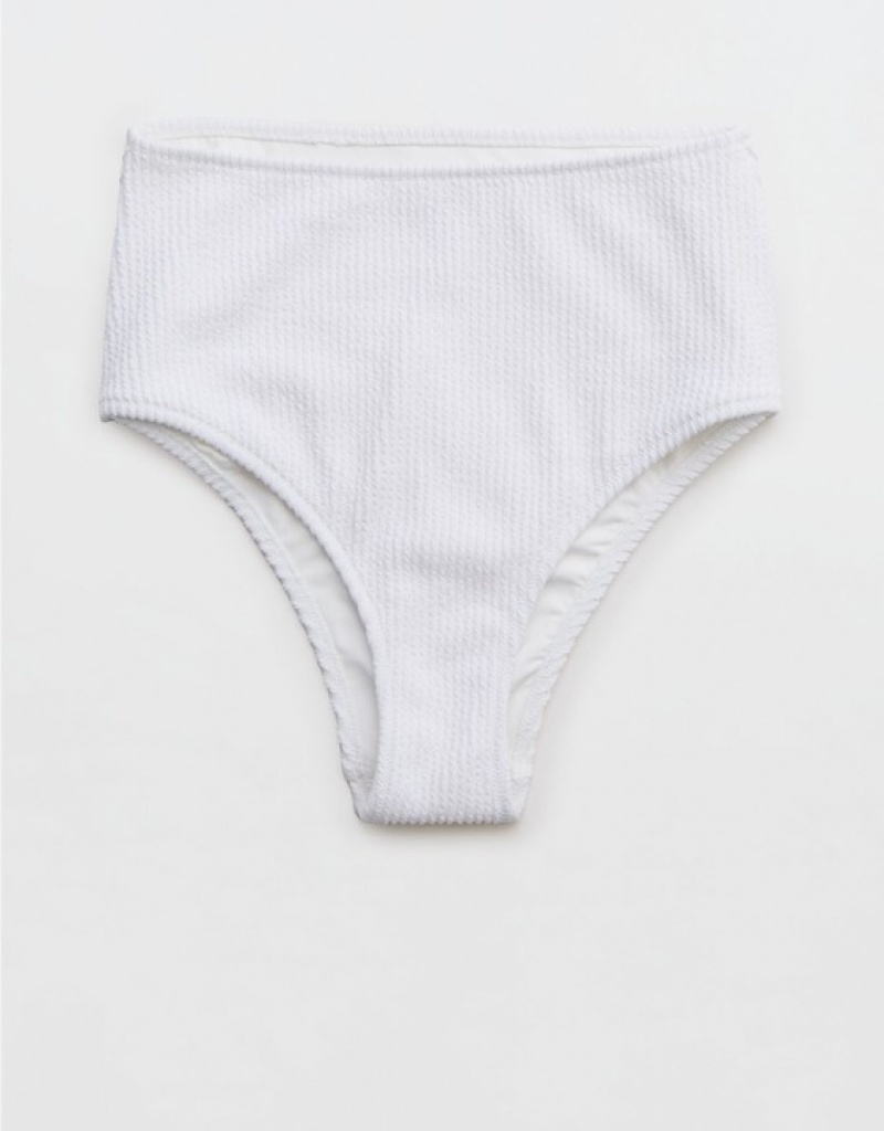 Bas de Bikini Aerie Crinkle High Waisted Cheeky Blanche | VJN-49098059