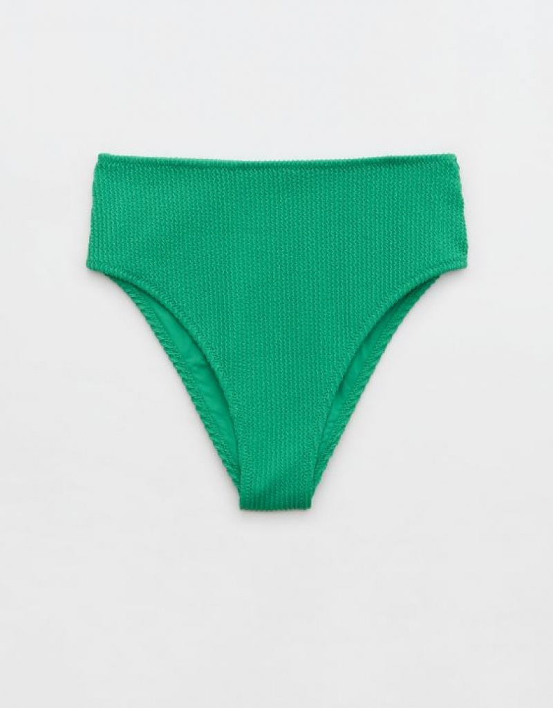 Bas de Bikini Aerie Crinkle High Cut Cheeky Vert | POU-27923498