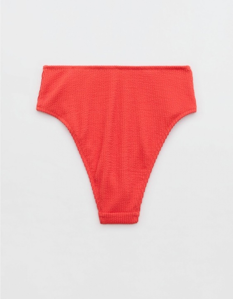 Bas de Bikini Aerie Crinkle High Cut Cheeky Rouge | LRV-34694840