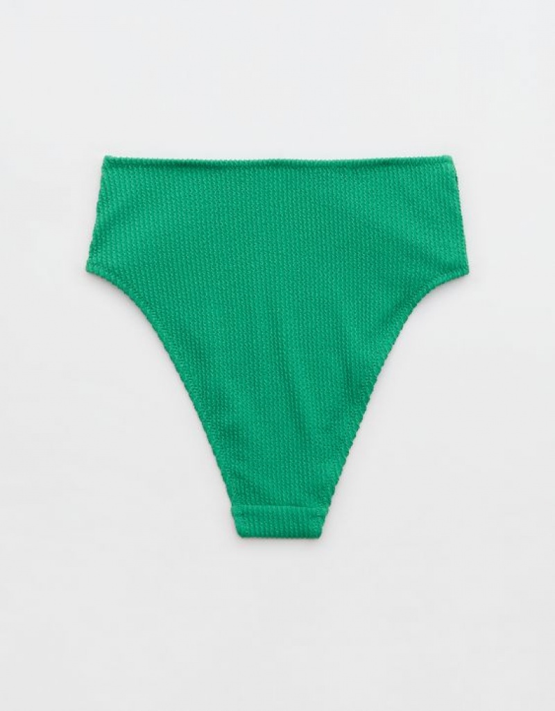 Bas de Bikini Aerie Crinkle High Cut Cheeky Vert | POU-27923498