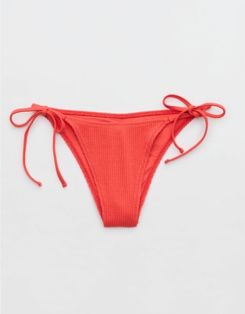 Bas de Bikini Aerie Crinkle Cheekiest Tie Rouge | QSD-70088684