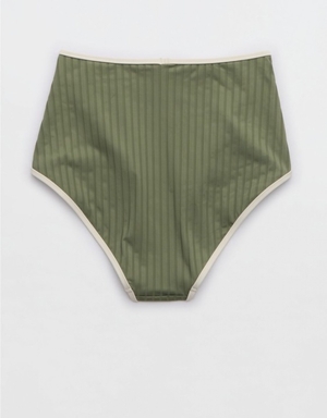 Bas de Bikini Aerie Larges Rib High Waisted Vert Olive | WBG-37668002