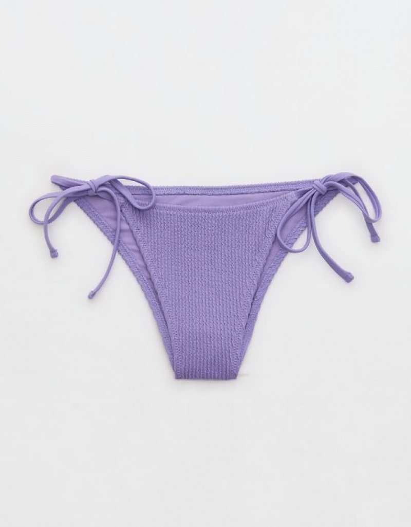 Bas de Bikini Aerie Crinkle Cheekiest Tie Violette | LMW-87769079