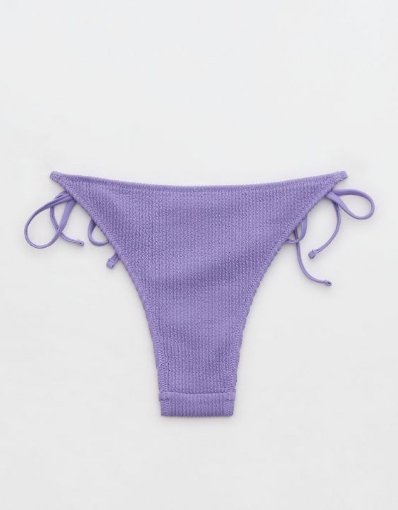 Bas de Bikini Aerie Crinkle Cheekiest Tie Violette | LMW-87769079