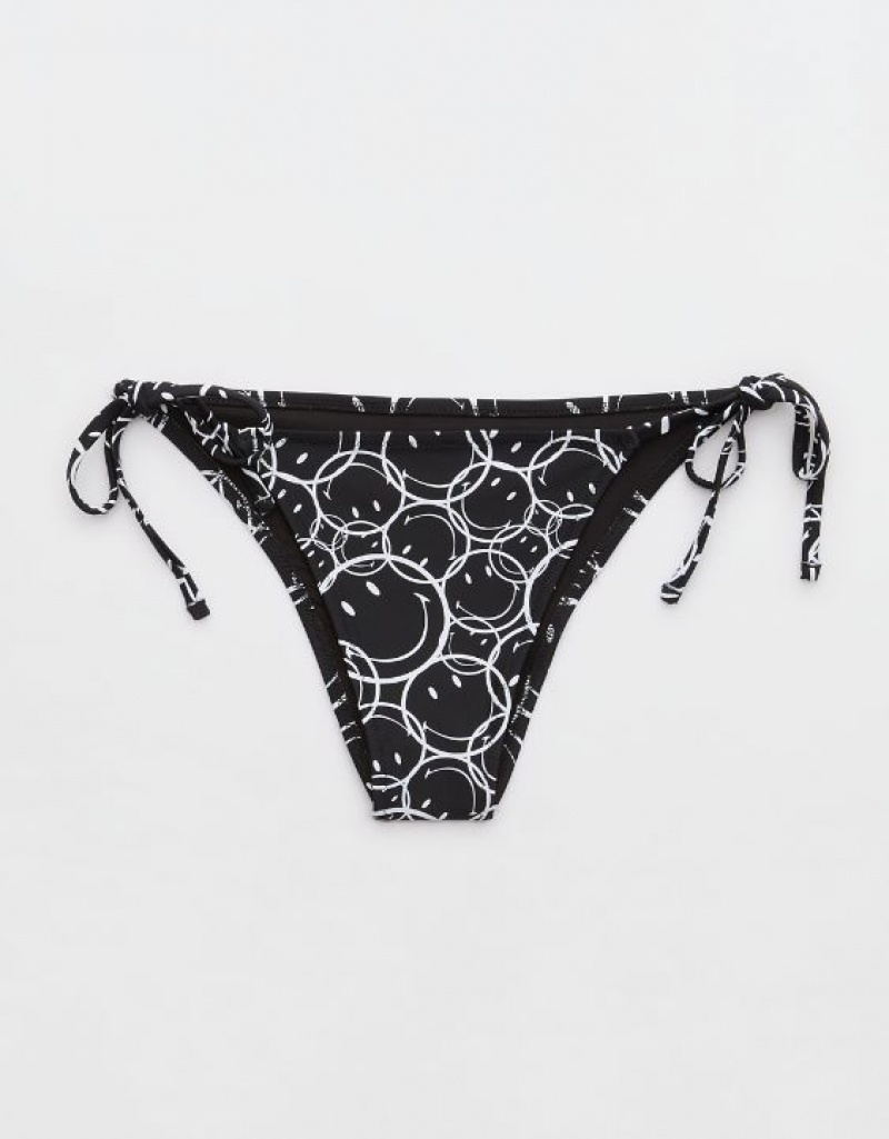 Bas de Bikini Aerie Smiley? Low Rise Tie Cheekiest Noir | NRP-46031998