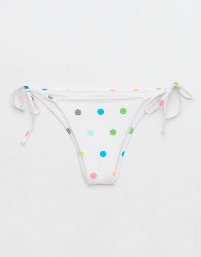 Bas de Bikini Aerie Smiley? Low Rise Tie Cheekiest Blanche | JIU-61528920