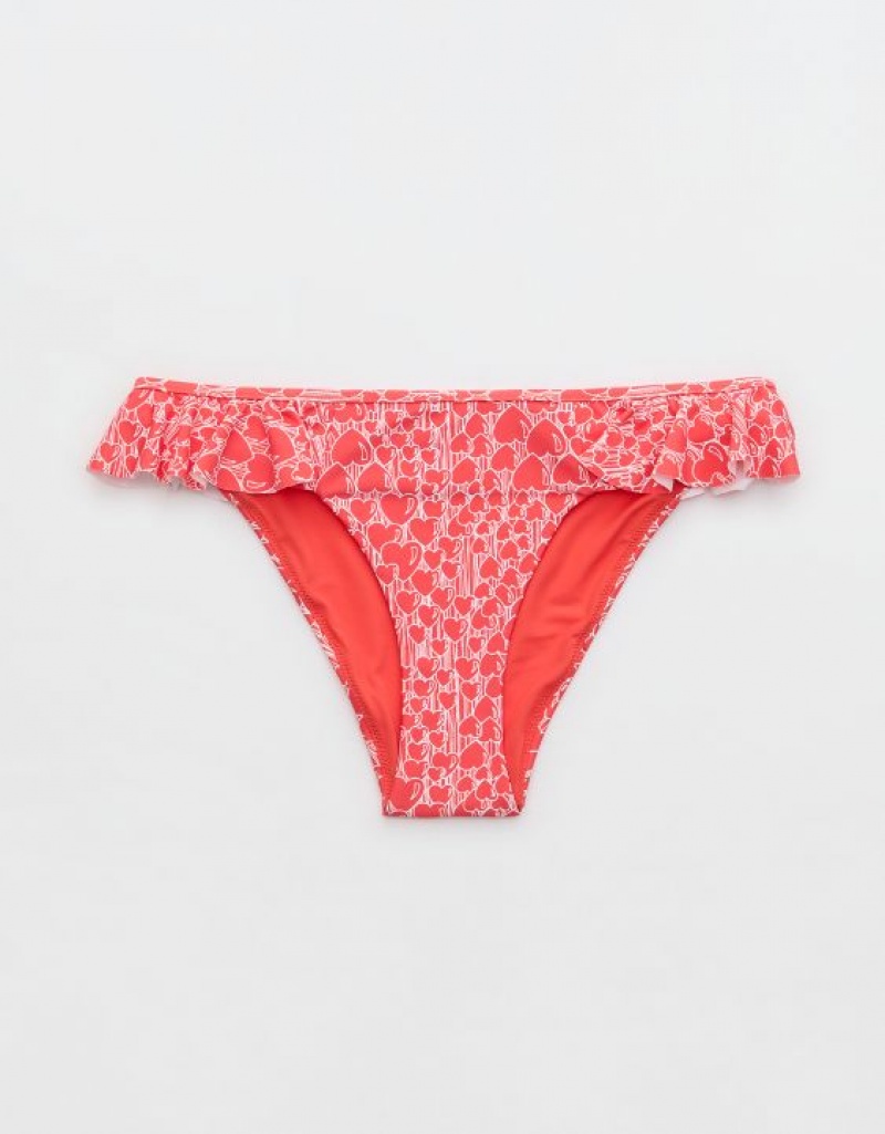 Bas de Bikini Aerie Low Rise Ruffle Cheeky Rouge | CLL-77413823