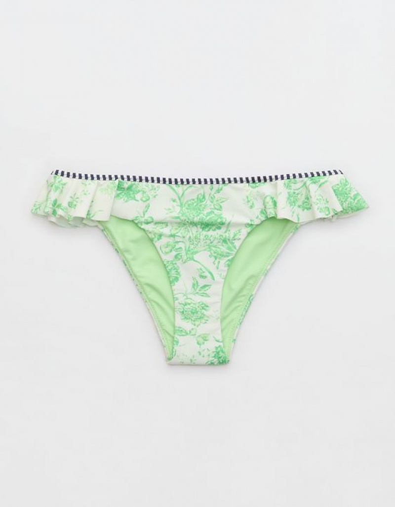 Bas de Bikini Aerie Low Rise Ruffle Cheeky Vert | IHV-95961668