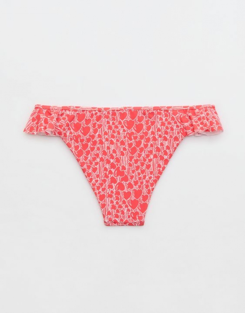 Bas de Bikini Aerie Low Rise Ruffle Cheeky Rouge | CLL-77413823