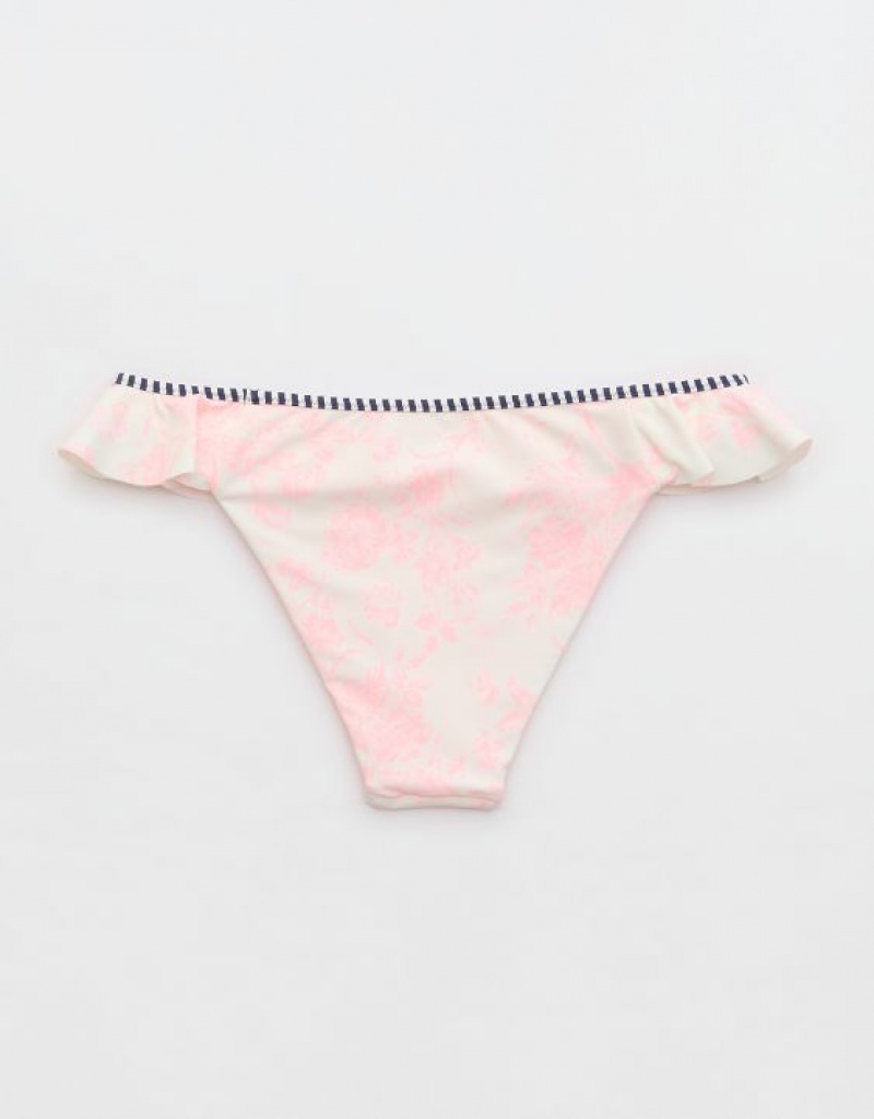 Bas de Bikini Aerie Low Rise Ruffle Cheeky Rose | RQX-90146927