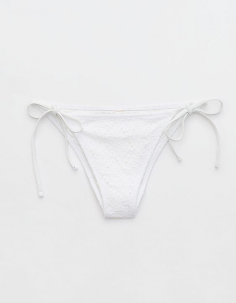 Bas de Bikini Aerie Eyelet Cheekiest Tie Blanche | JNF-64015691