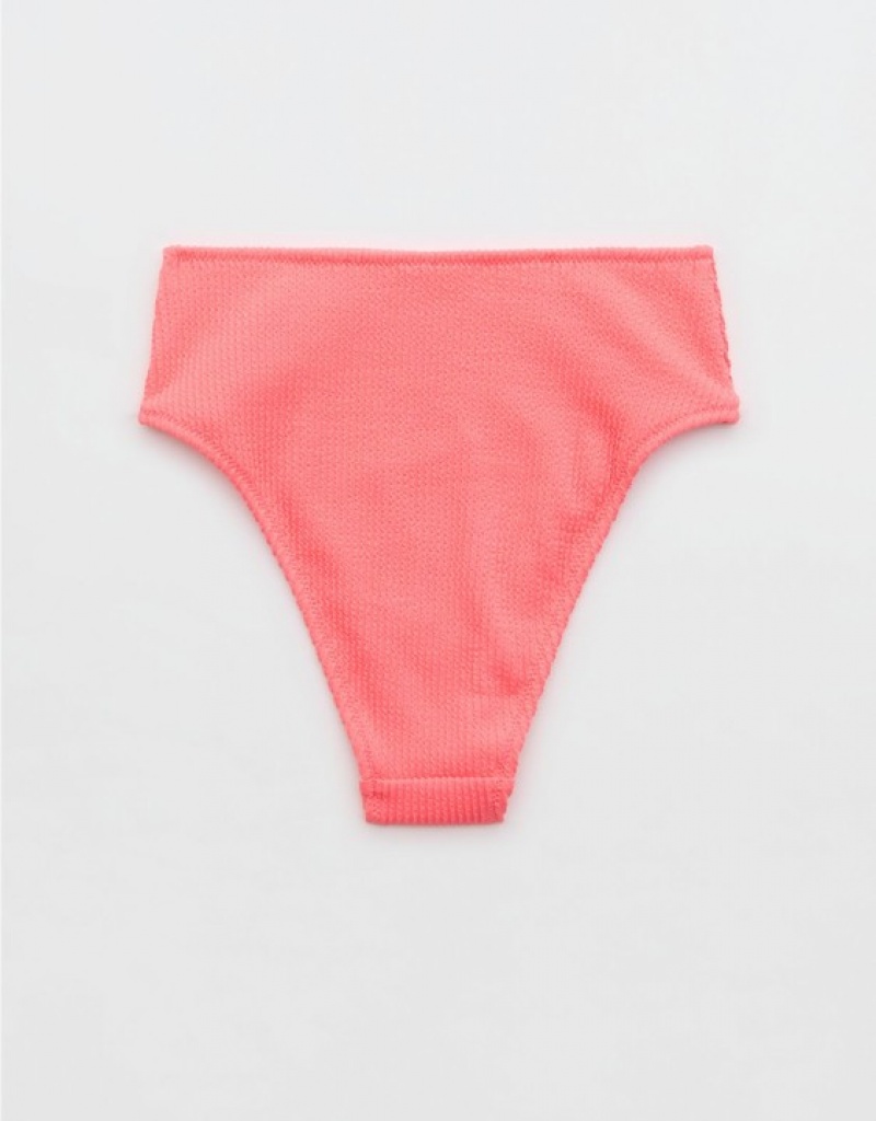 Bas de Bikini Aerie Crinkle High Cut Cheeky Corail Orange | MAD-01692427