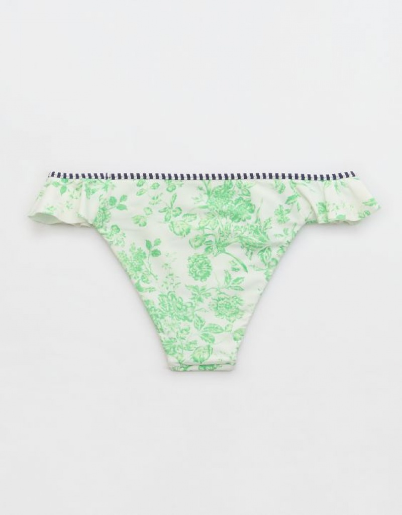 Bas de Bikini Aerie Low Rise Ruffle Cheeky Vert | IHV-95961668