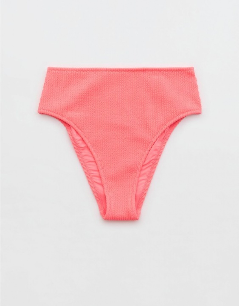 Bas de Bikini Aerie Crinkle High Cut Cheeky Corail Orange | MAD-01692427