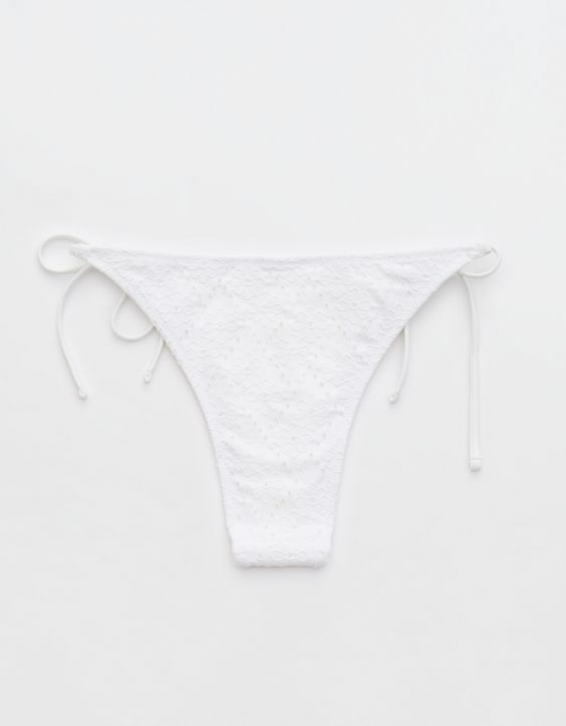 Bas de Bikini Aerie Eyelet Cheekiest Tie Blanche | JNF-64015691