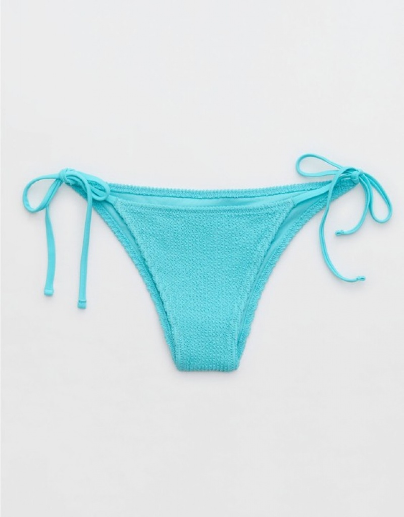 Bas de Bikini Aerie Shine Crinkle Cheekiest Tie Bleu | WRV-33181265