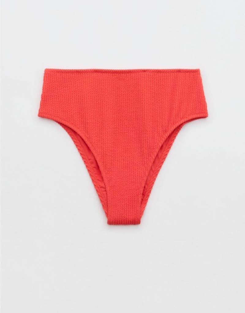 Bas de Bikini Aerie Crinkle High Cut Cheeky Rouge | LRV-34694840